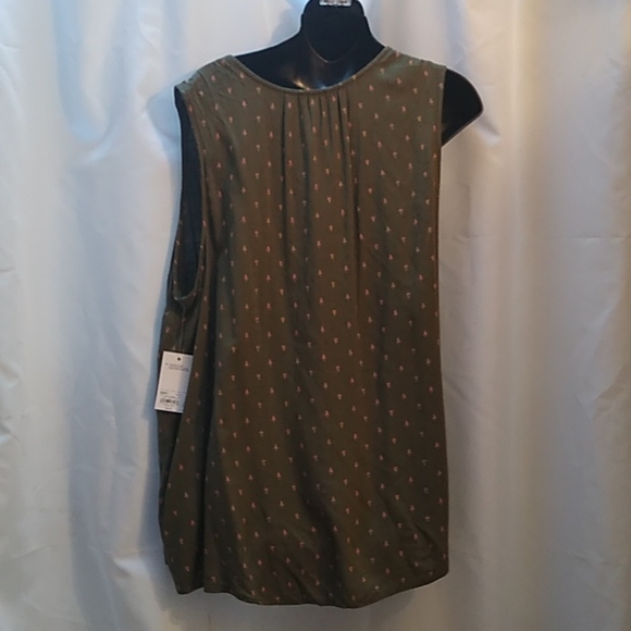 Sonoma Olive green sleeveless top with colorful print - Picture 4 of 7